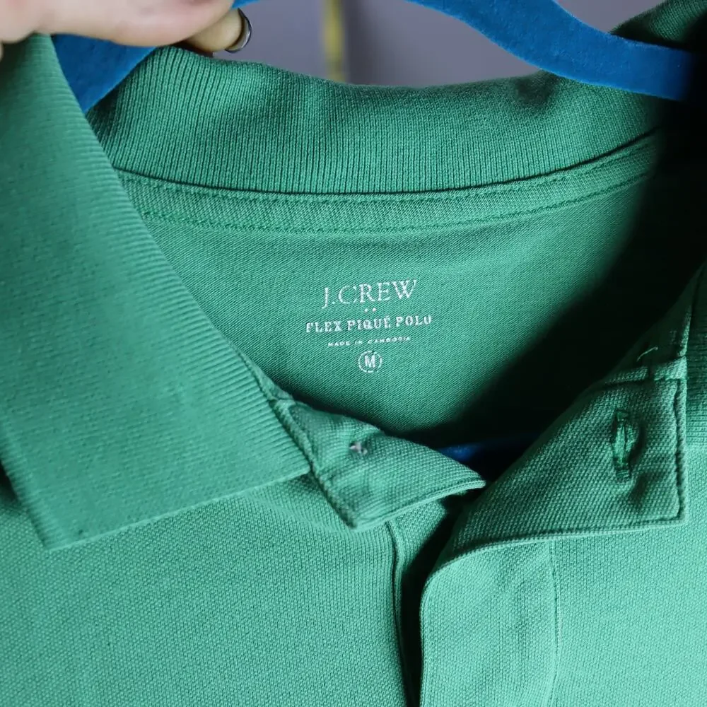 Vintage J.Crew Green Flex Piqué Polo Shirt Men’s Size M Classic Preppy‎